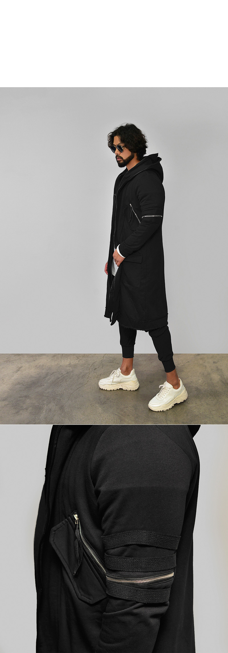 【関税・送料込】Avant-garde big hooded long jacket - 391 Avant Garde Dark Edge Mens Double Hood Long Piping Biker